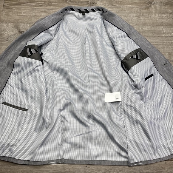 Banana Republic Suit Mens 40R 32x34 Gray Linen 2 Piece Slim Fit Summer Jacket - Picture 9 of 16
